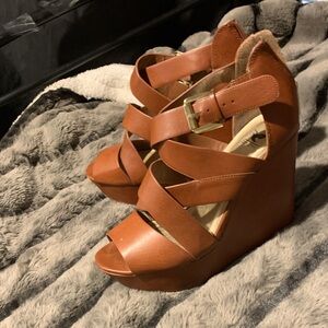 #263 Shiekh Women's Tan Wedge Sandals